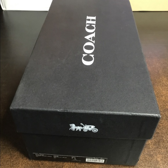 Coach Leather Metallic Blue Tassel Logo Sandals - Picture 10 of 10